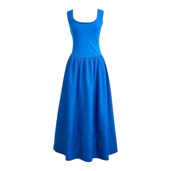 J Crew Scoop Drop Waist Mixy Dress Electric Blue Womens Size S Sleeveless - Picture 2 of 11